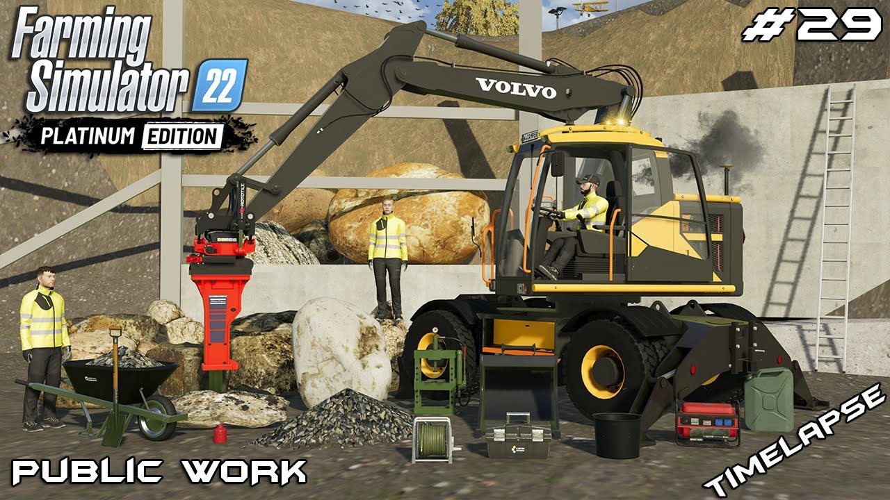Buying ATLAS HYDRAULIC HAMMER for VOLVO EWR150E | Public Work | Farming Simulator 22 | Episode 29