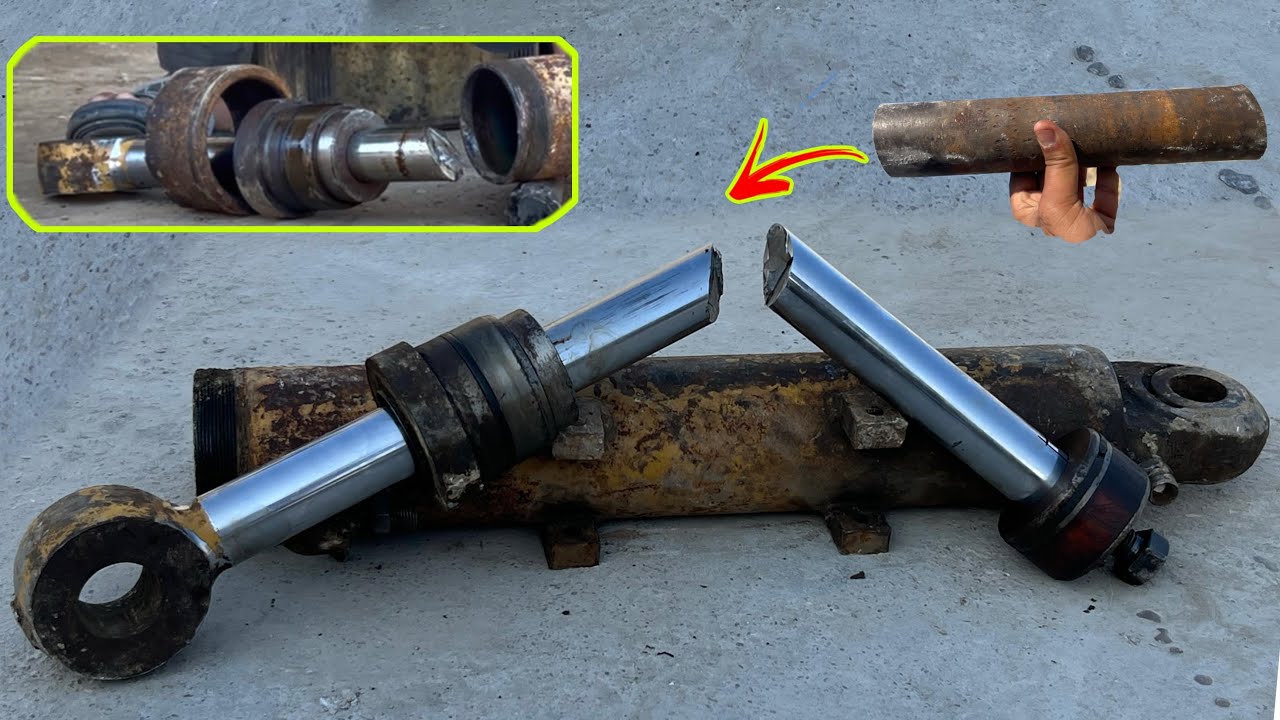 Excavator’s Hydraulic Jack Snapped in Half Brilliantly Repaired by Ingenious Mechanic