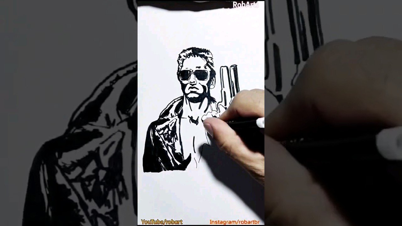 Desenhando o Exterminador - How to draw Terminator
