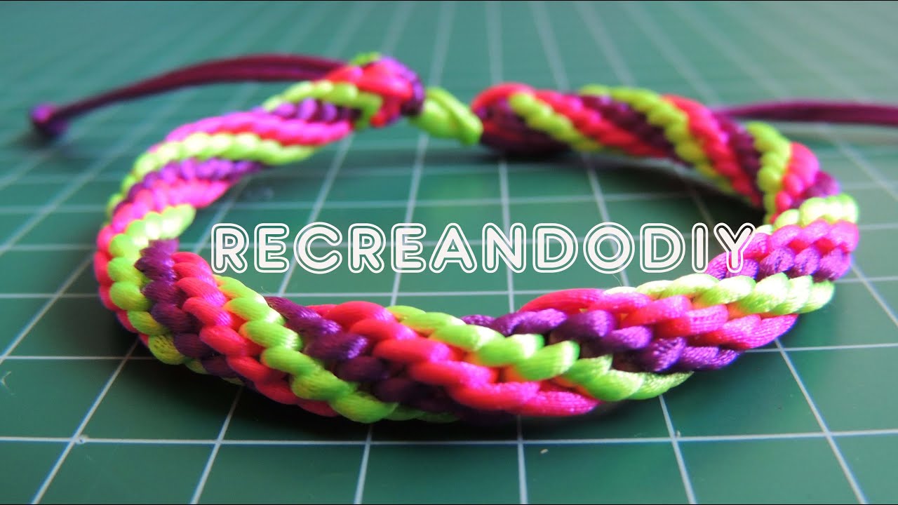 Como hacer una pulsera Kumihimo de 3 colores. Kumihimo bracelet.