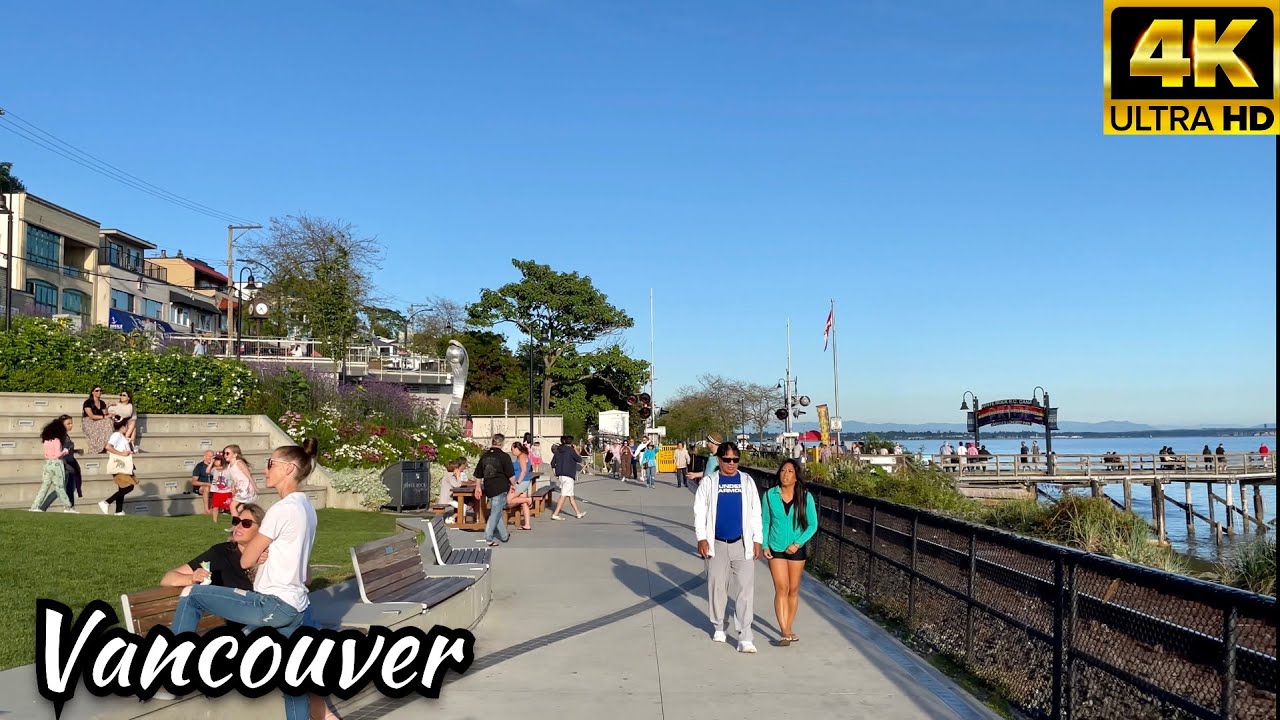 White Rock Walking Tour | A warm  Sunny day | Vancouver Canada 🇨🇦 August 2, 2022 [ 4K UHD 60fps ]