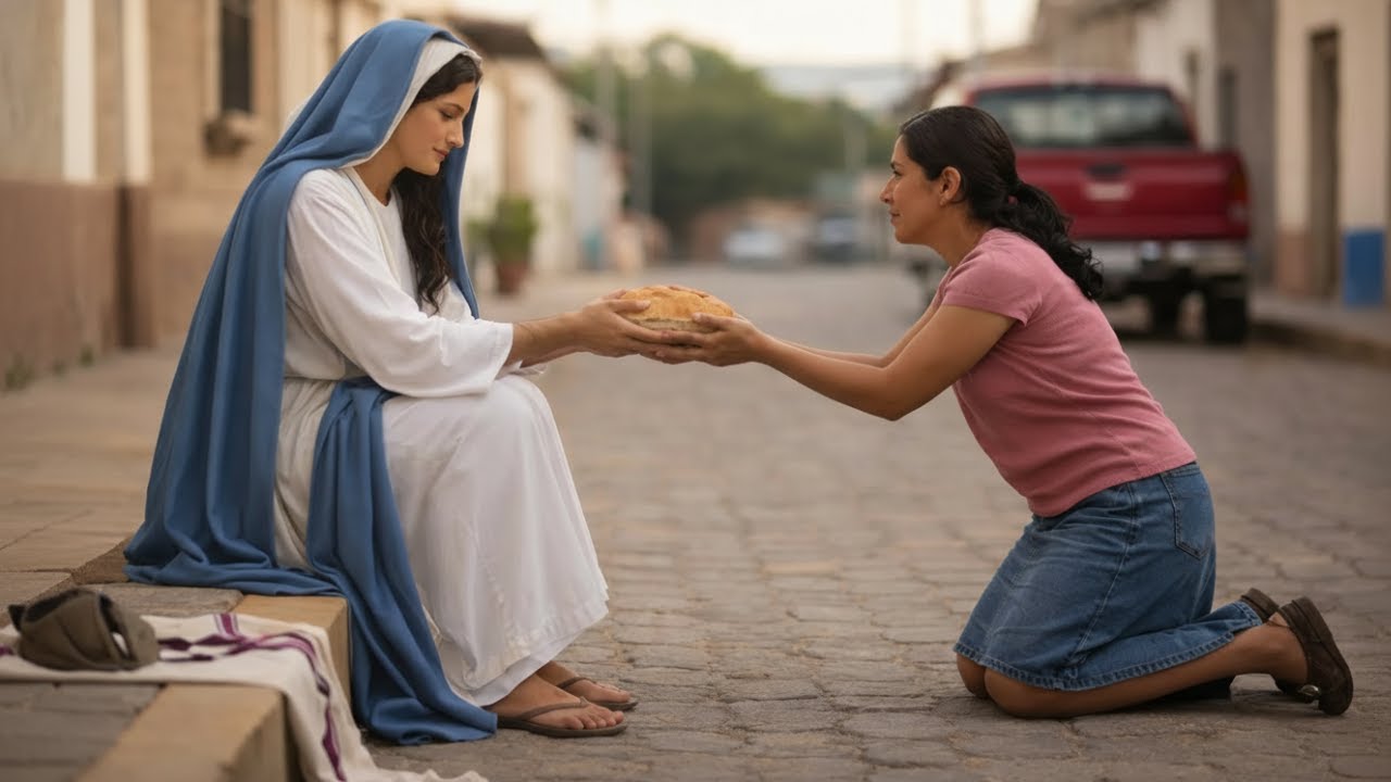 Una madre soltera encontró a la Virgen María pidiendo comida en la calle e hizo esto…