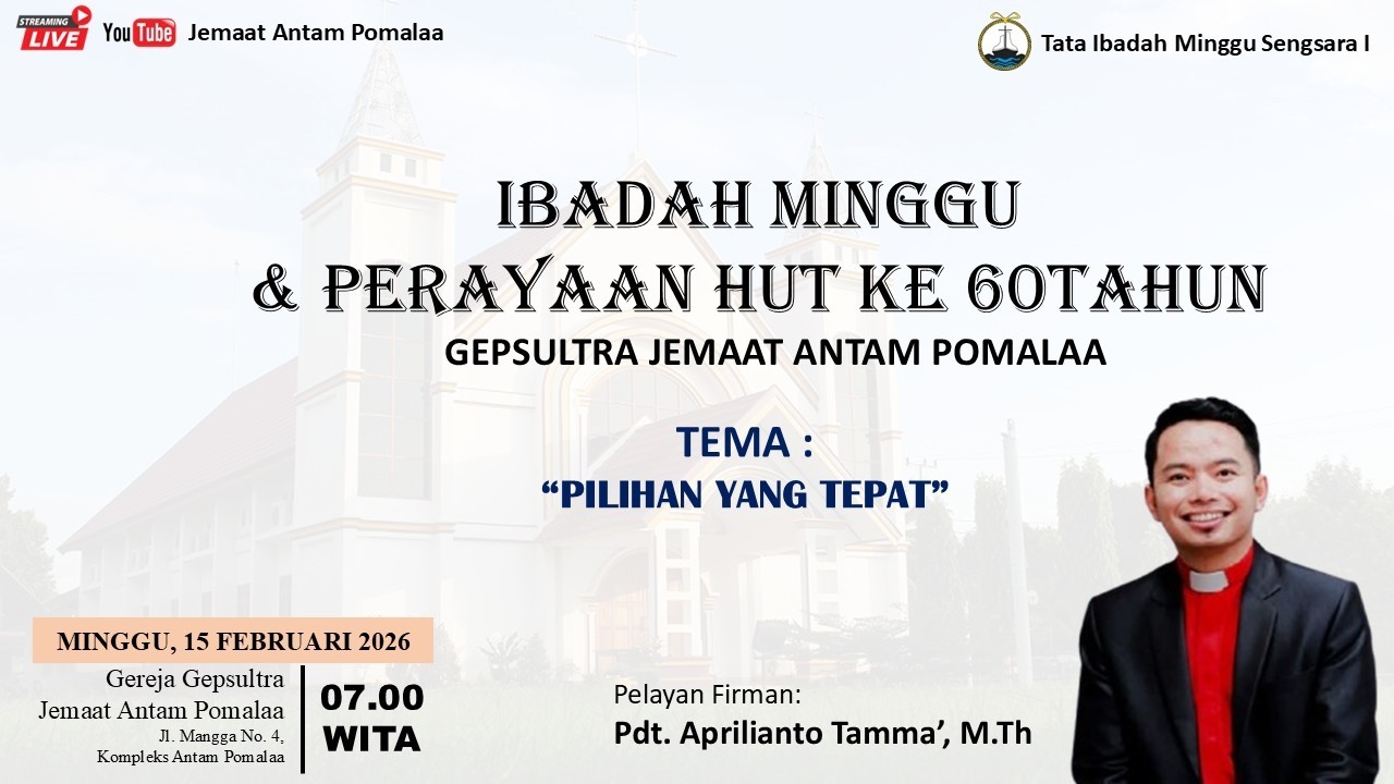 Ibadah Minggu, dan Perayaan HUT ke 60 Tahun, 15 Februari  2026