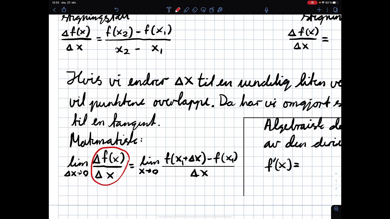 3C Den algebraiske definisjonen av den deriverte 1: Teori