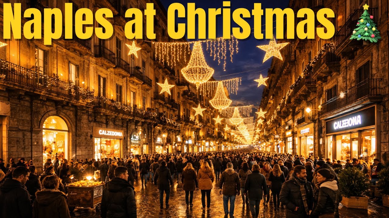 NAPOLI a Natale 🎄 | Via Toledo di Sera da Piazza del Plebiscito a Piazza Dante | 4K Walking Tour