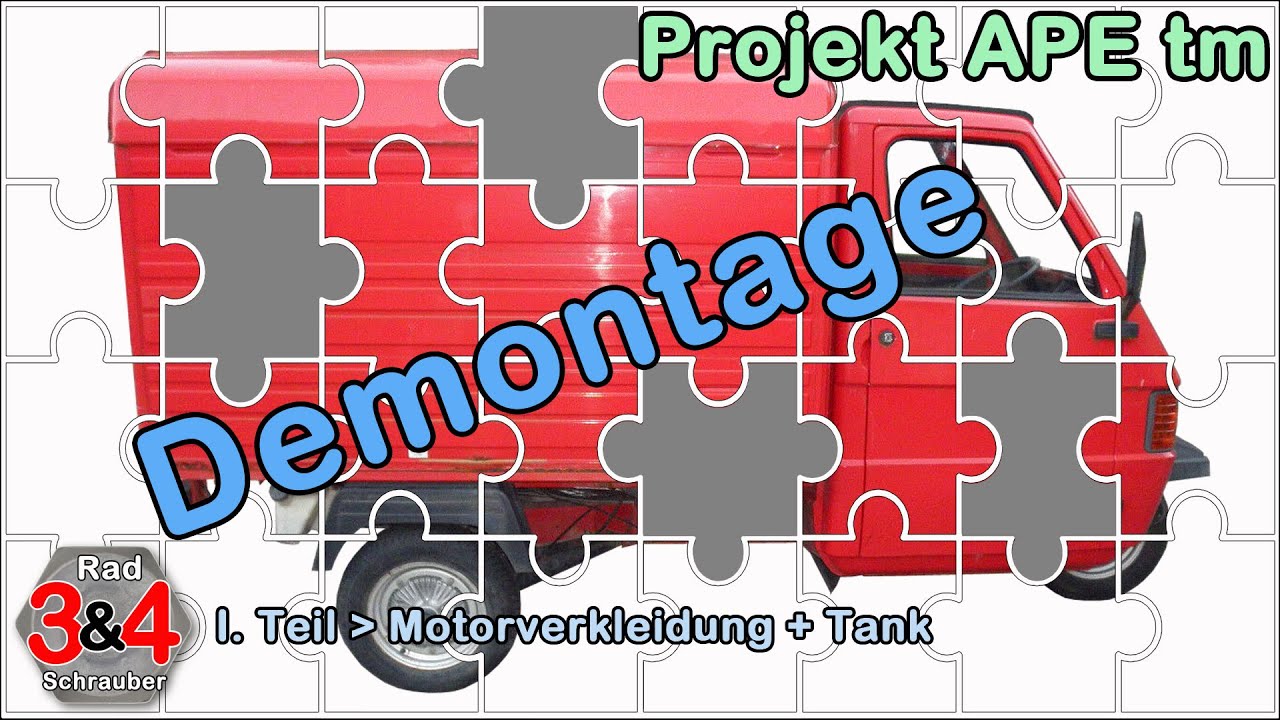 Ape tm R07  Benzintank + Motorverkleidung ausbauen, Benzinhahn gängig machen, rostige Schrauben, etc