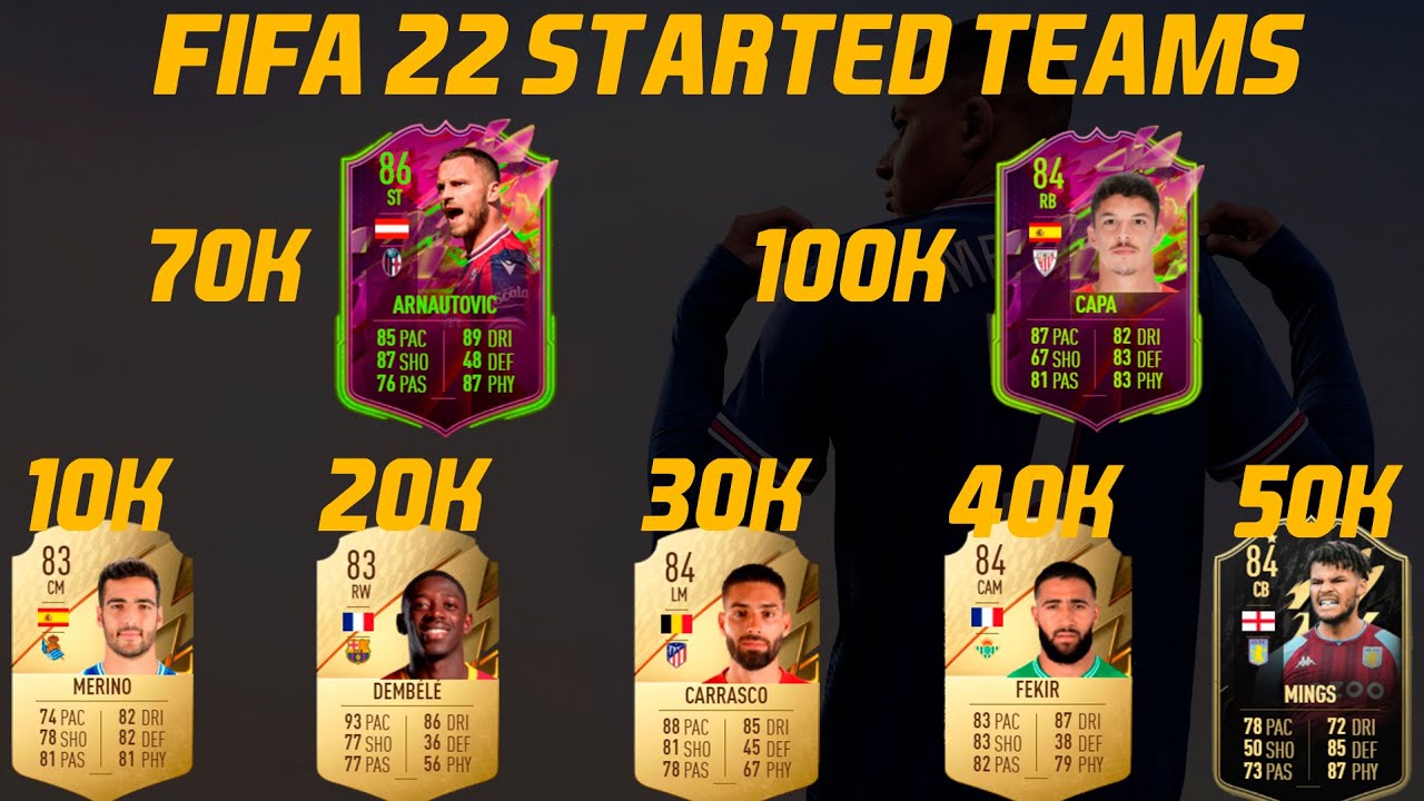 FIFA 22 BEST STARTED TEAMS! FIFA 22 10K 20K 30K 40K 50K 70K 100K SQUAD BUILDER WITH AI! #10