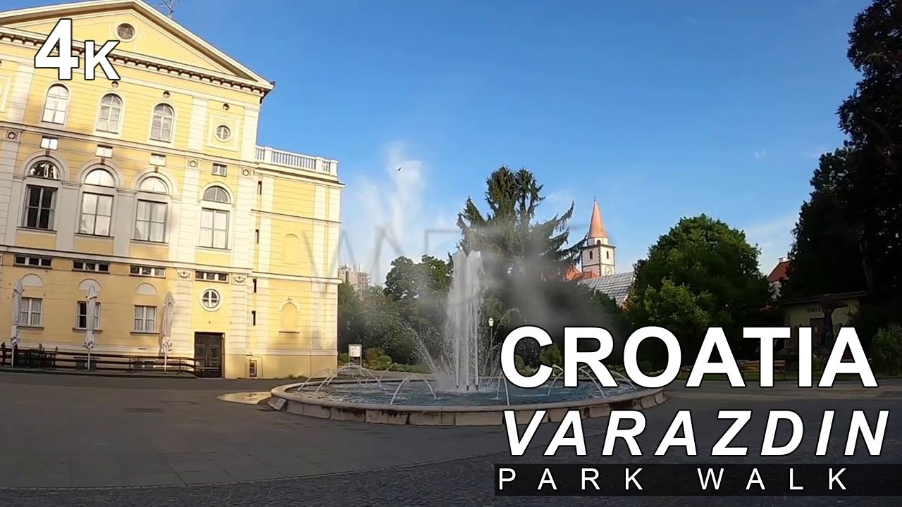 ⁴ᴷ 🇭🇷 Virtual walking tour Croatia park in Varazdin