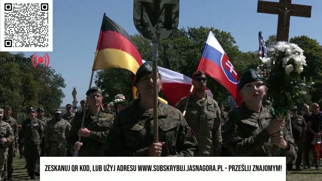 Wejście – powitanie Żołnierze W.P., Salezjańskiej, Strażaków (12:00, Szczyt, Jasna Góra, 14.08.2024)