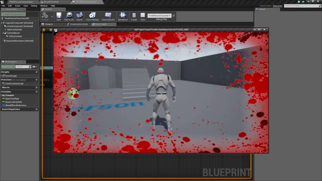 Unreal Engine 4 - Blood Splash Health Effect (Like Call of Duty)