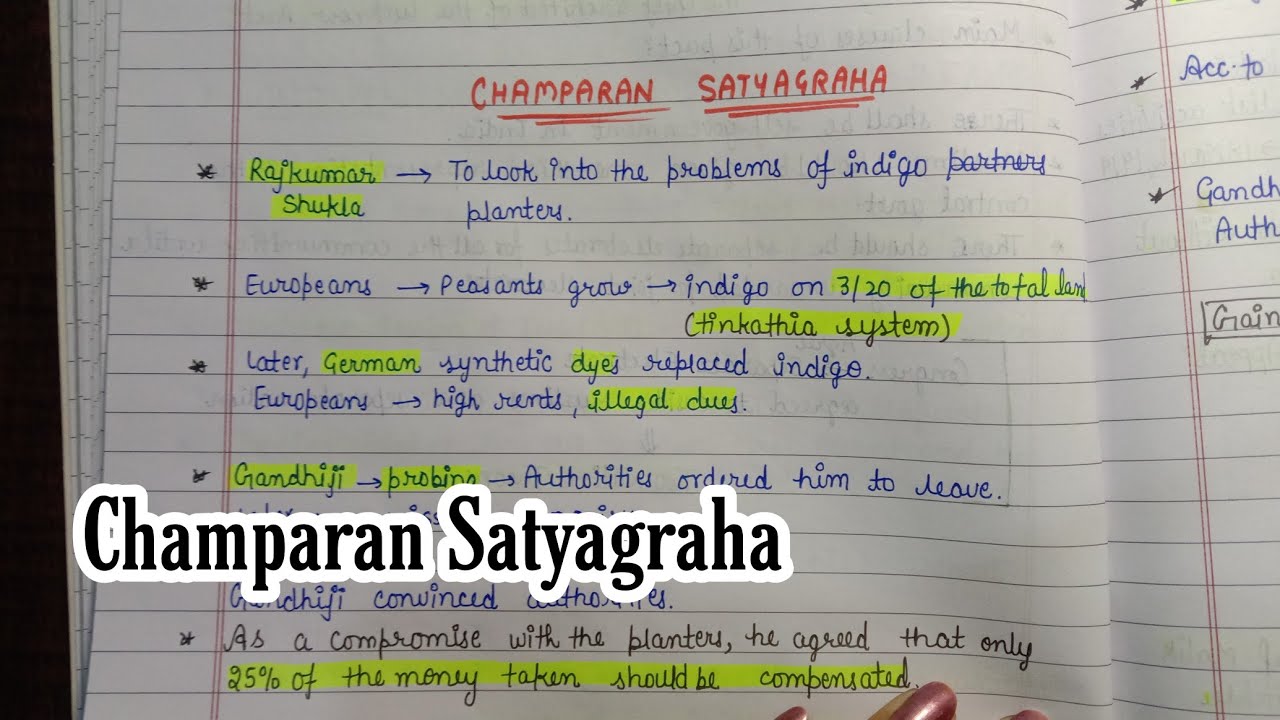 Champaran Satyagraha (1917)|| Handwritten Notes ||National Movement || Modern India || An Aspirant !