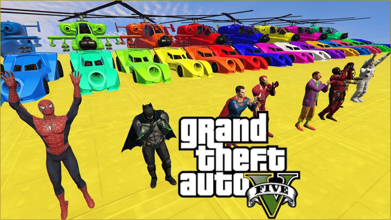 GTA V Stunt Map with Batmobiles Super Car Race Challenge helicopters and motorboats !!