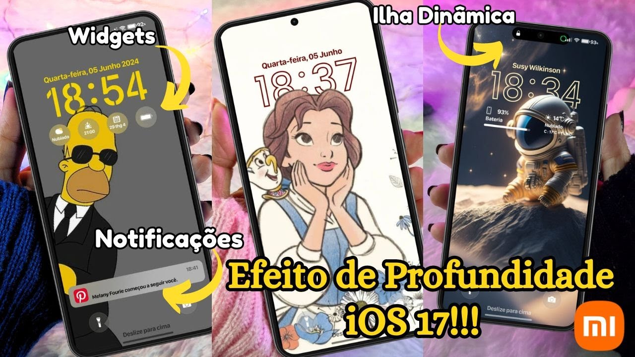 🔥TRANSFORME SEU XIAOMI🔥Tela de Bloqueio do iPhone com Efeito de PROFUNDIDADE iOS 17 e DYNAMIC ISLAND