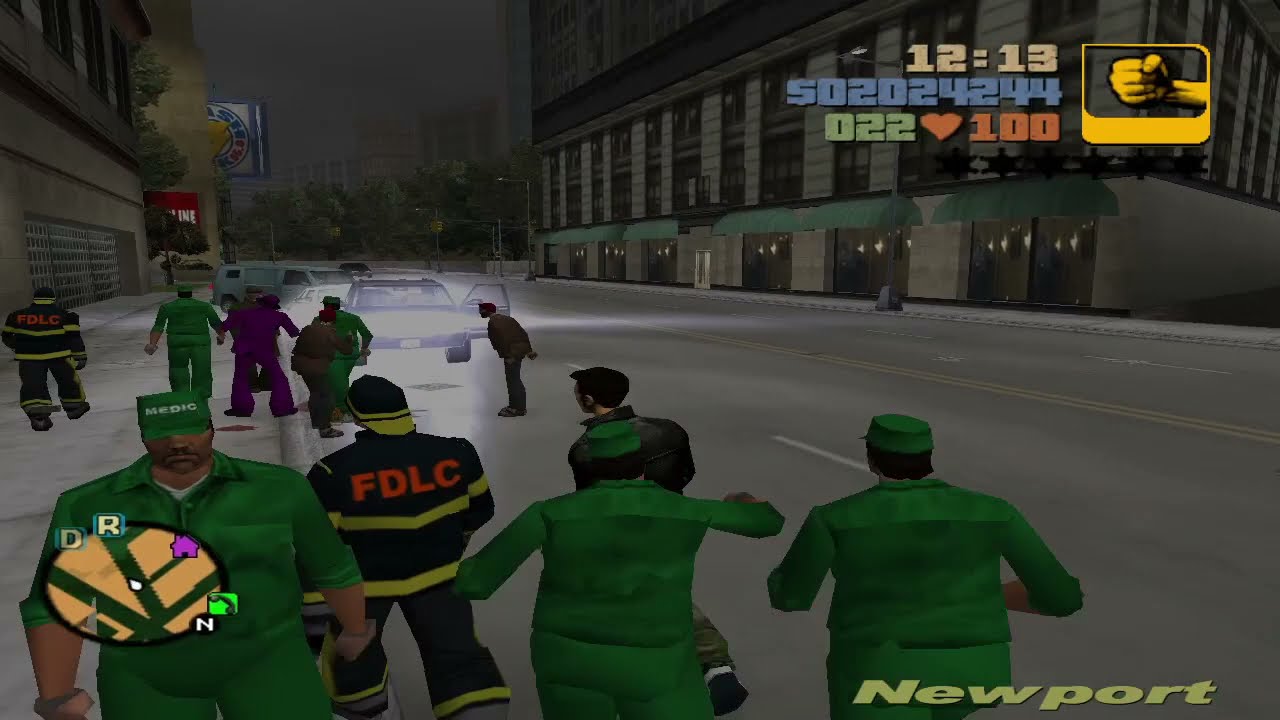 GTA 3 | Peds Riot #4 | Fistfights | Paramedics and Firemen Join In | Staunton Safehouse (PC)
