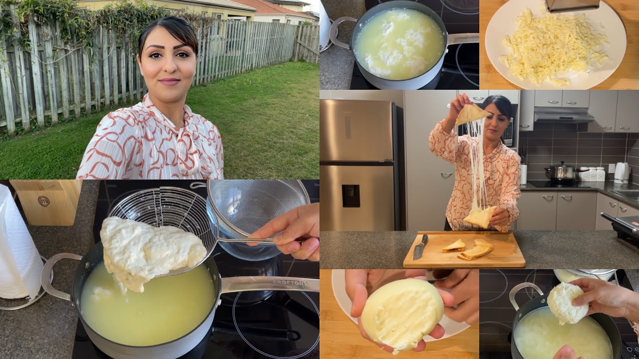 Kabul Girl Cooking/ آشپزي با دختر كابل آماده كردن پنير پيتزا  فقط با دو مواد Mozzarella Cheese 🧀
