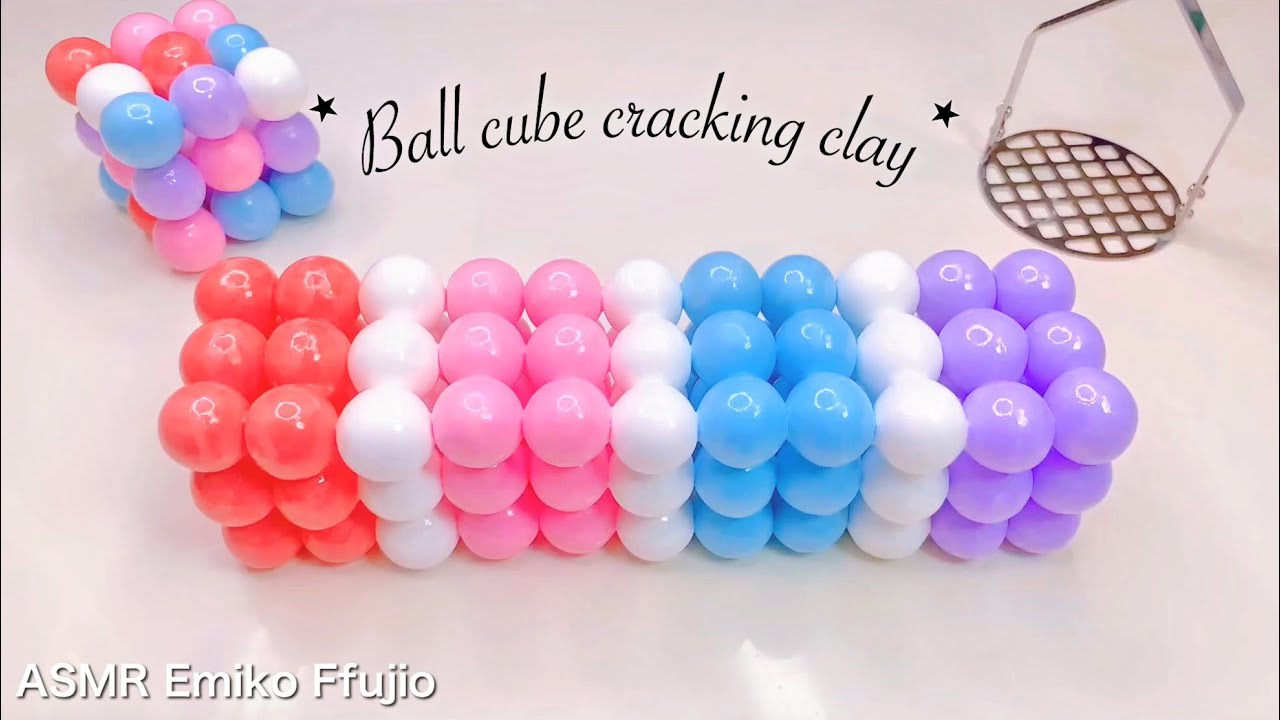 【ASMR】🌈ロングキューブボールクレイクラッキング💗【音フェチ】균열 점토 Long ball cube cracking clay No talking ASMR