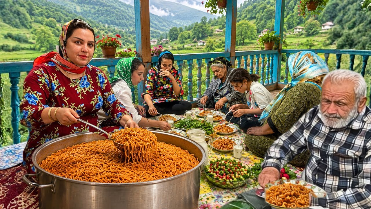 Rural Life in  Iran Mountain Village | Milking Cows,Traditional Launch  & Simple Living 🌿🍝🐄