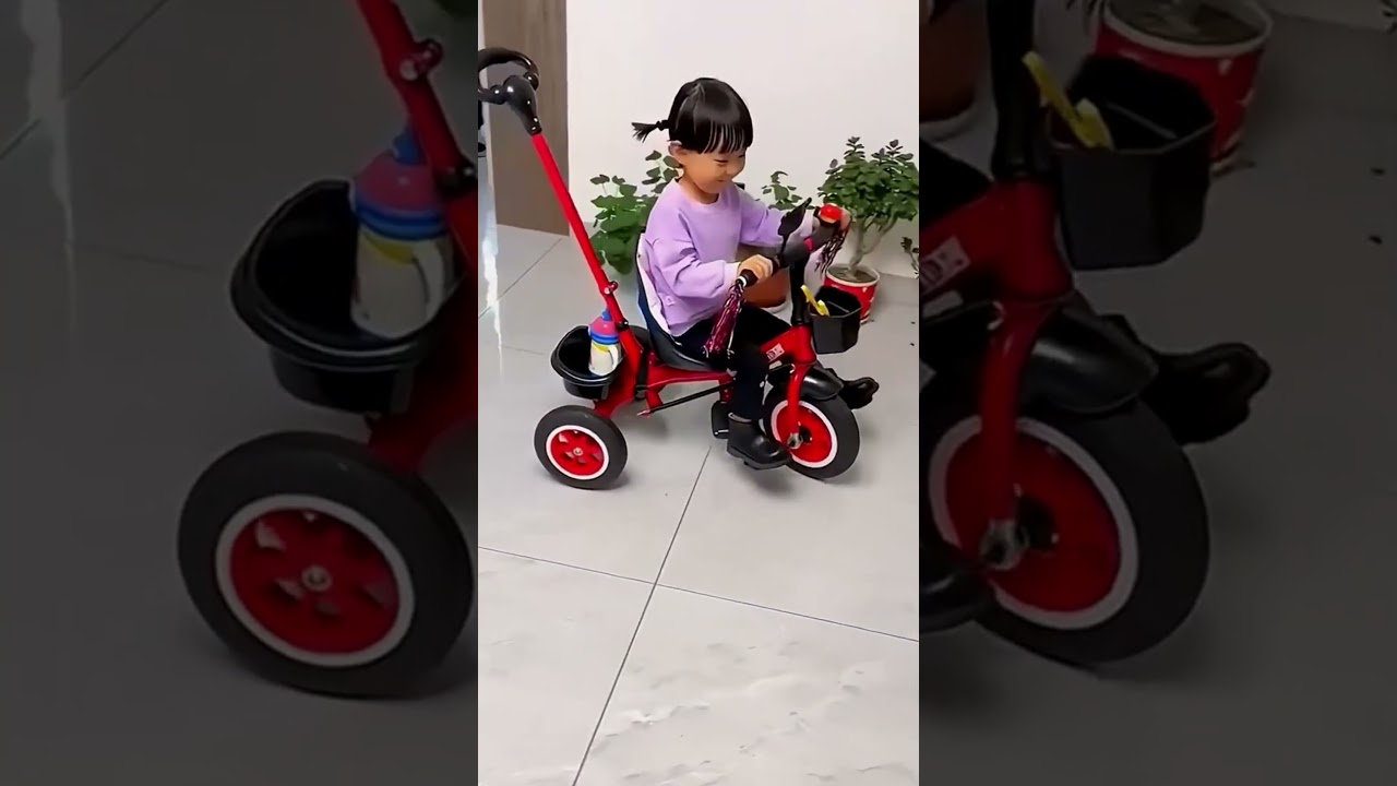 Children's tricycle bicycle, very practical, dual basket design #baby #cutebaby #tricycle