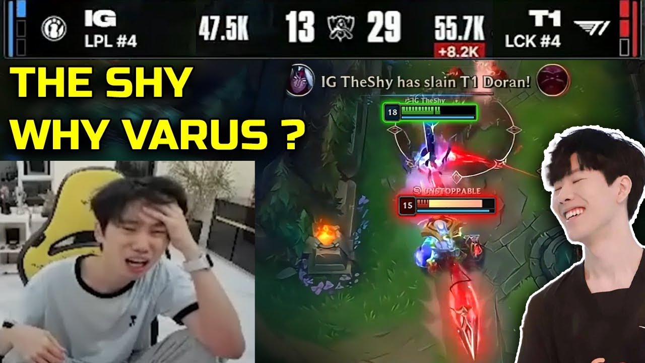 Doinb Was Stuned Watching TheShy Pick VARUS TOP, His Reactions to T1 Destroying IG - Engsub
