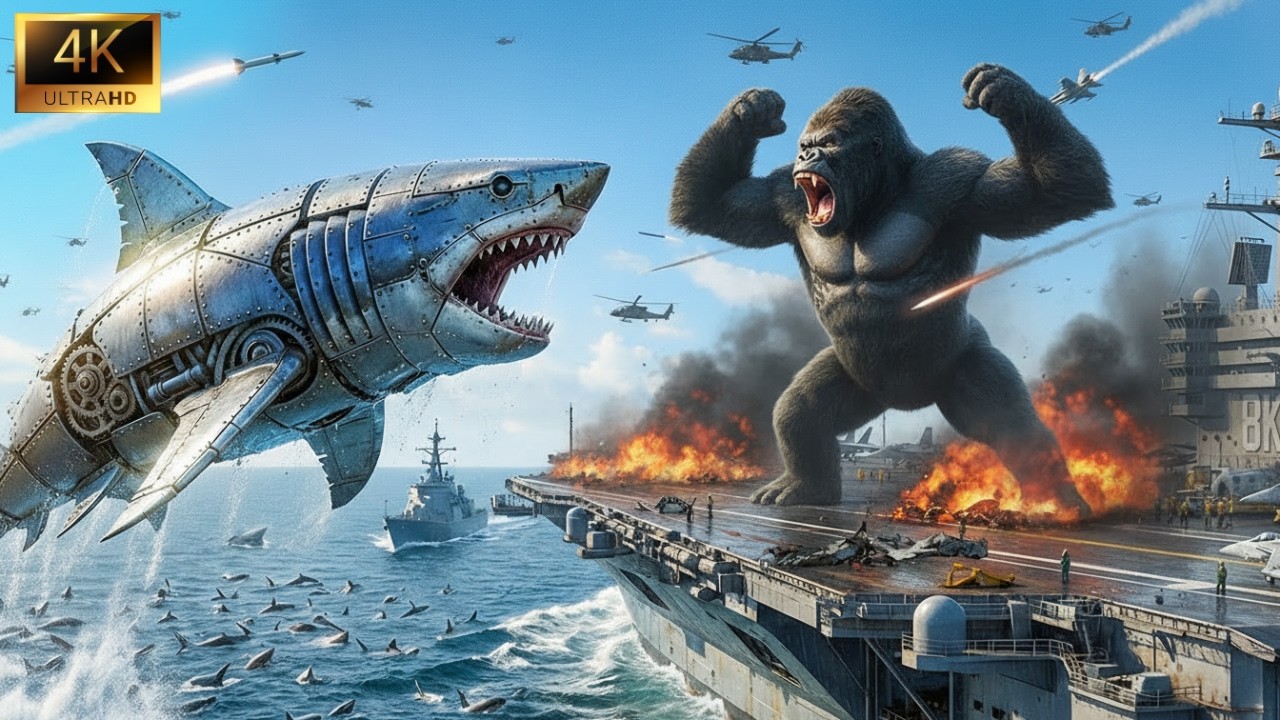 KING KONG vs MECHA SHARK | The Ultimate Battle on the Aircraft Carrier - The Military's Secret Titan