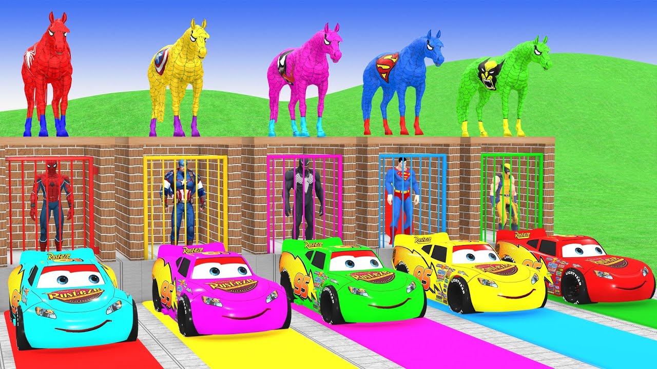 Long Slide Game With Elephant Gorilla Buffalo Hippopotamus Tiger 3d Animal Funny Game, Paint Animals
