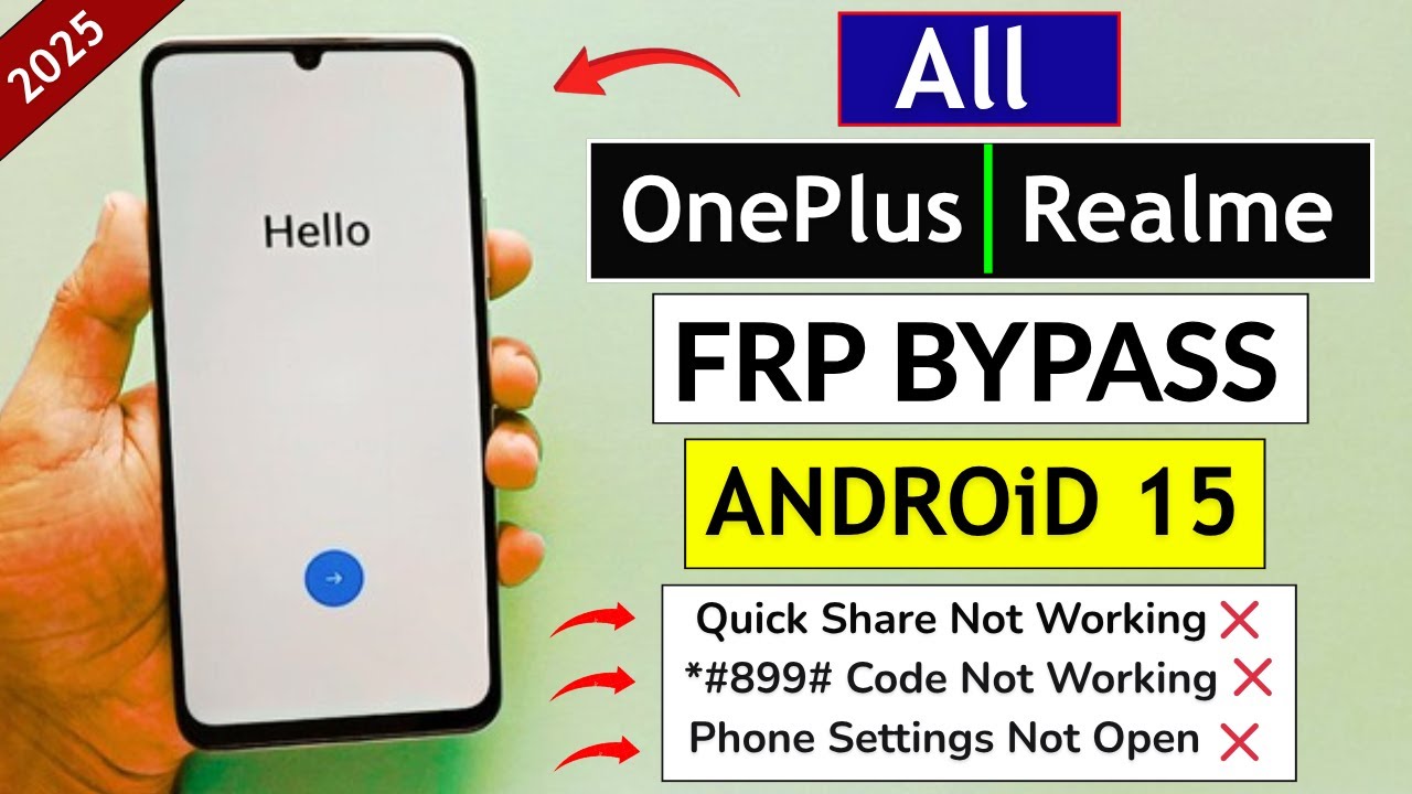 All OnePlus | Realme Android 15 Google Account Bypass FRP Unlock Without PC - Share Not Working