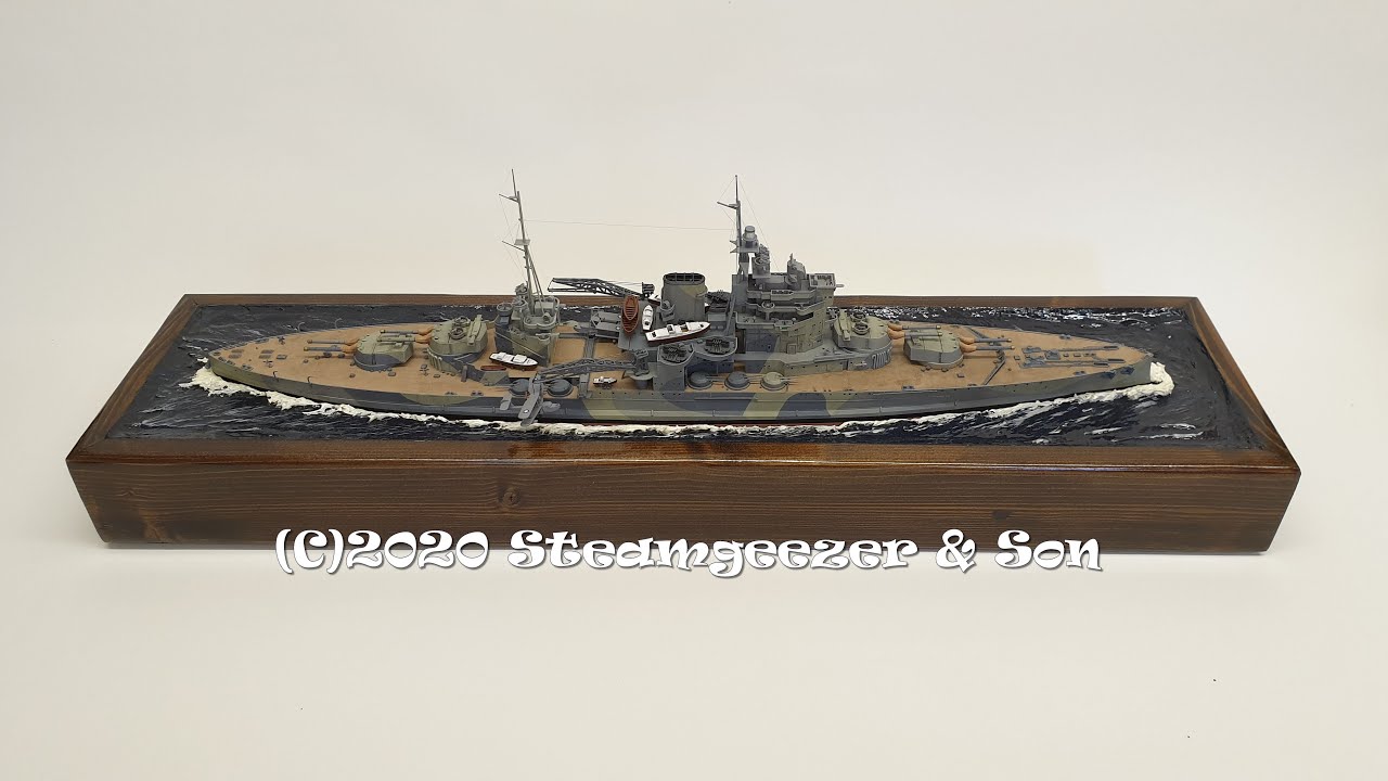 Building a sea display base of the 1/350 scale Queen Elizabeth battleship