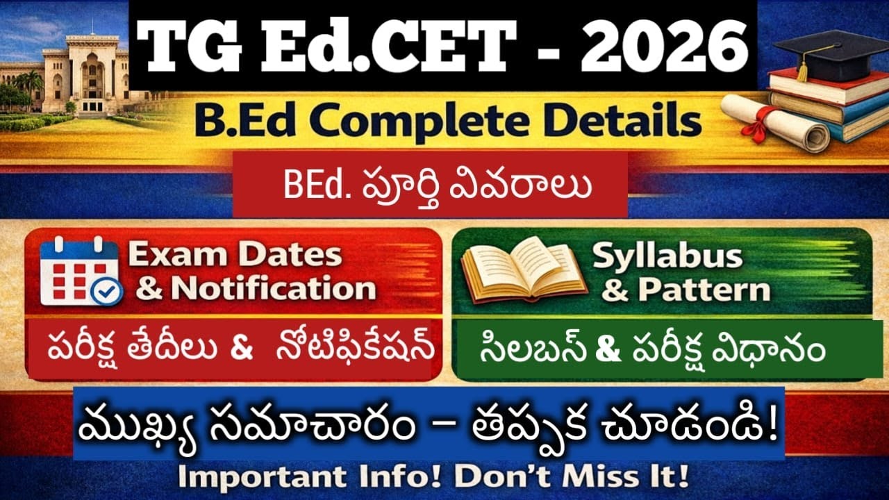 TG EdCET 2026 Official Notification | Important Dates, Syllabus, | BEd entrance exam