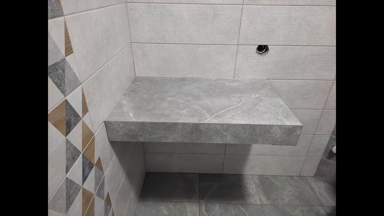 Столешница под умывальник. Столешница из гипсокартона. Столешница из плитки