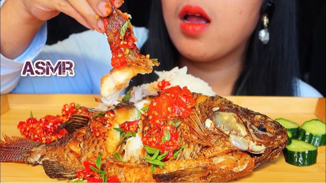 Asmr ikan gurame goreng sambal kemangi ||mukbang Indonesia #asmrindonesia #gurame #sambalkemangi