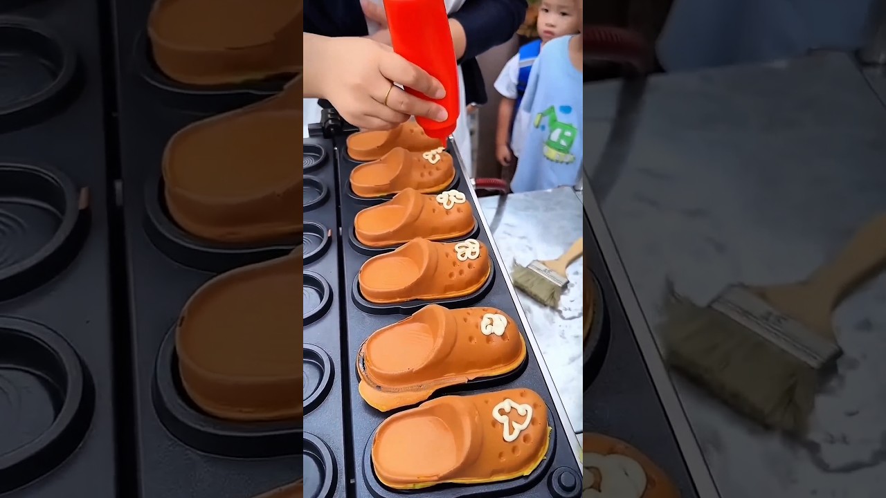 😱 Street Food That Looks Like Shoes! | Viral Crocs Waffle Dessert 🍩👟
