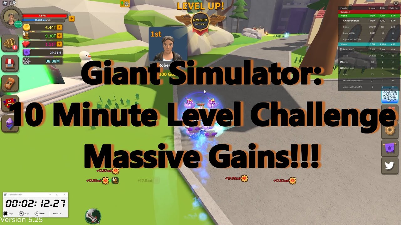 Giant Simulator: 10 minute Level Challenge Massive Gains!
