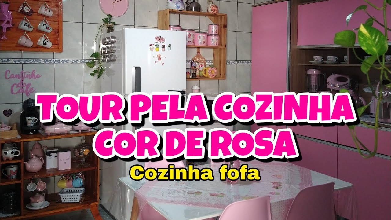 TOUR PELA COZINHA ROSA E FOFA - MINHA COZINHA É UM SONHO REALIZADO
