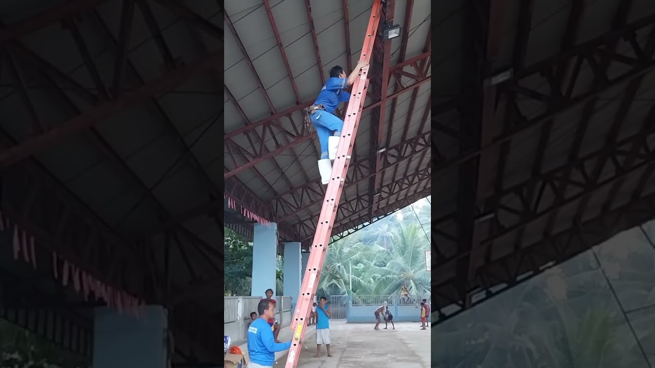 Covered court lighting installation and testing🫡🫡🫡