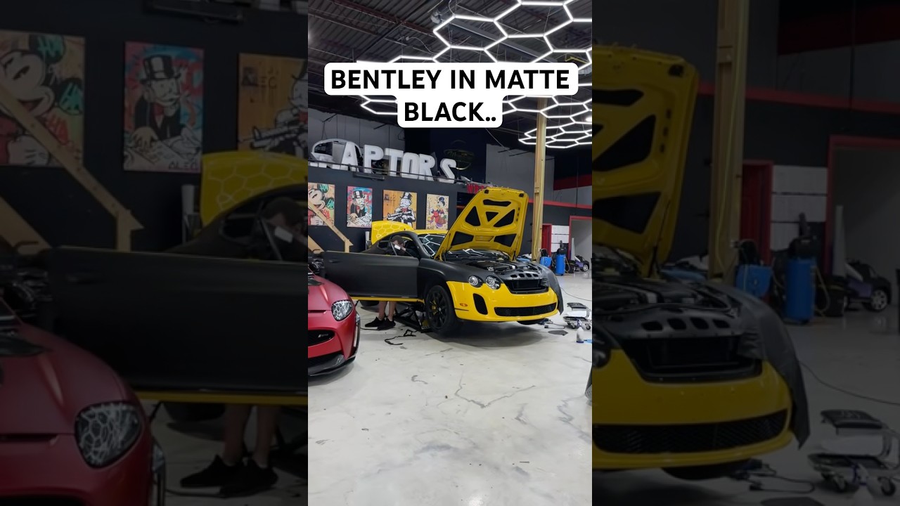 Bentley Continental GT Wrapped In Matte Black..🏴&zwj;☠️ #bentley #bentleygt #carwrap #vinyl #shorts