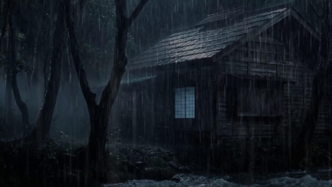Ultimate Sleep Ambience 🌙 Rain Pouring on a Wooden House at Night
