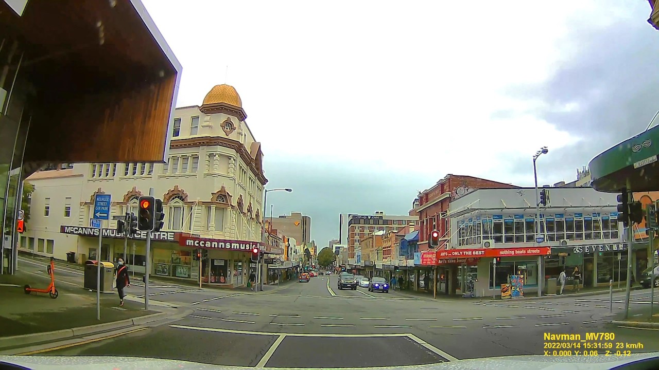 4K dashcam Australia, Tasmania. Driving through Hobart