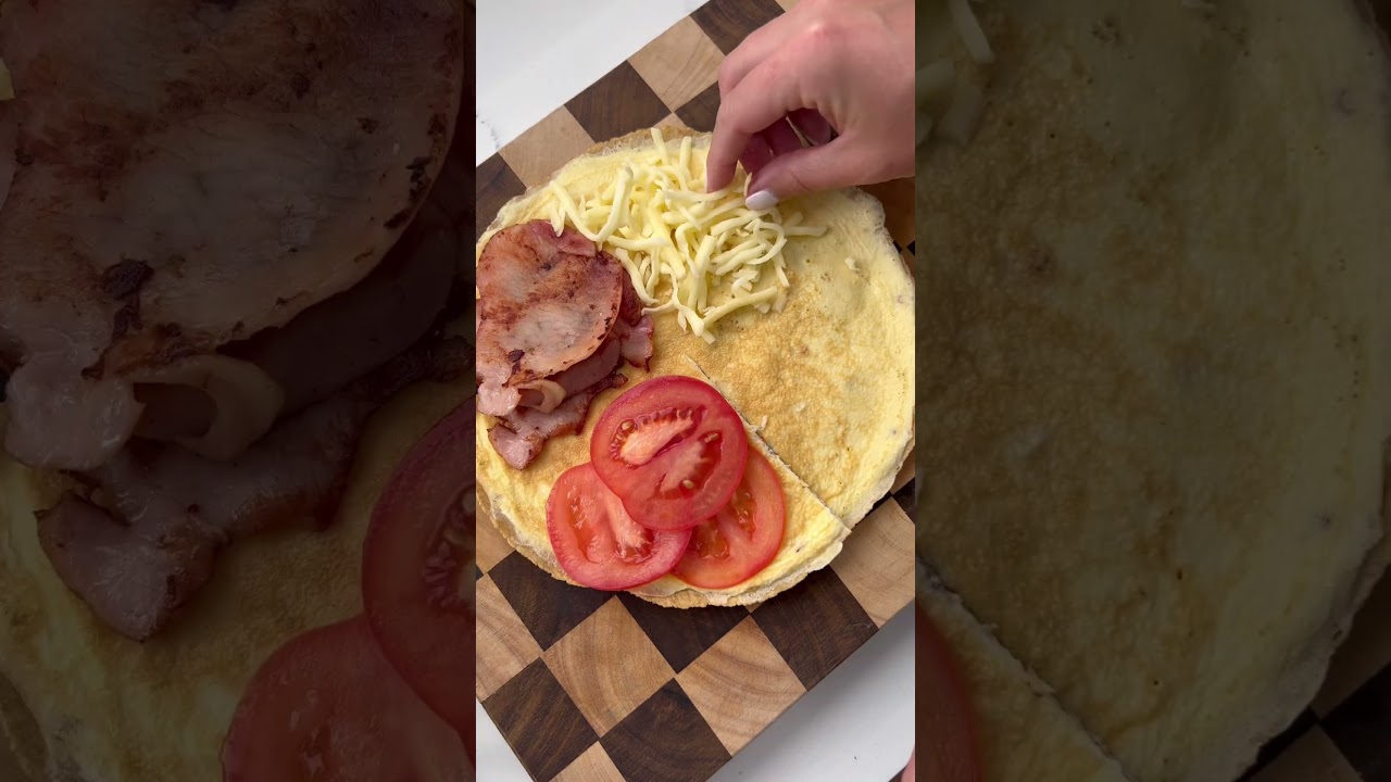 BREAKFAST WRAP HACK 🔥 with bacon, eggs, tomato, avocado & cheese. #cooking #food #yummy #recipe