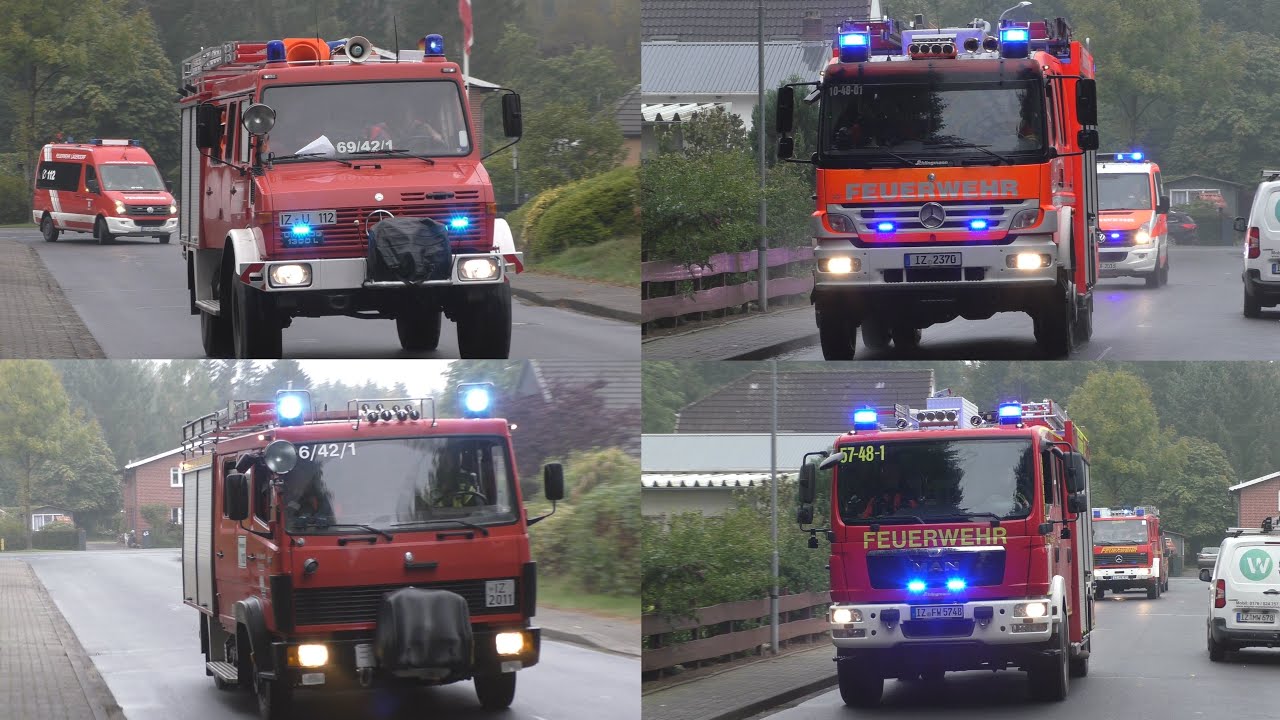 [Großeinsatz in Industriegebiet!] Einsatzfahrten der Jugendfeuerwehren des Kreises Steinburg (IZ)