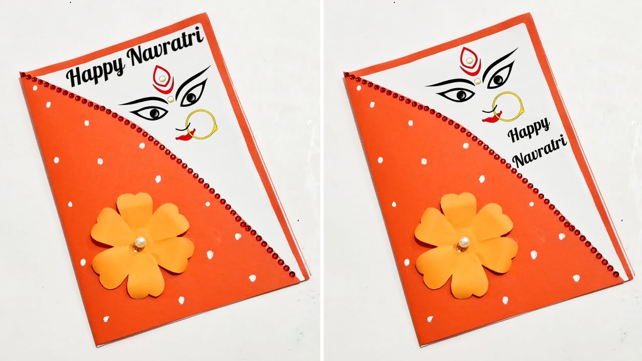 Easy and Beautiful Navratri Greeting card/🥰 Handmade Navratri Card/Durga puja Card 2024