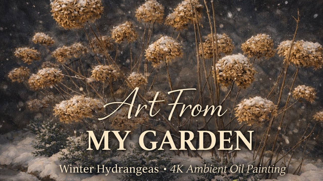 4K Winter TV Art Screensaver | Moody Hydrangea Oil Painting | Art from My Garden