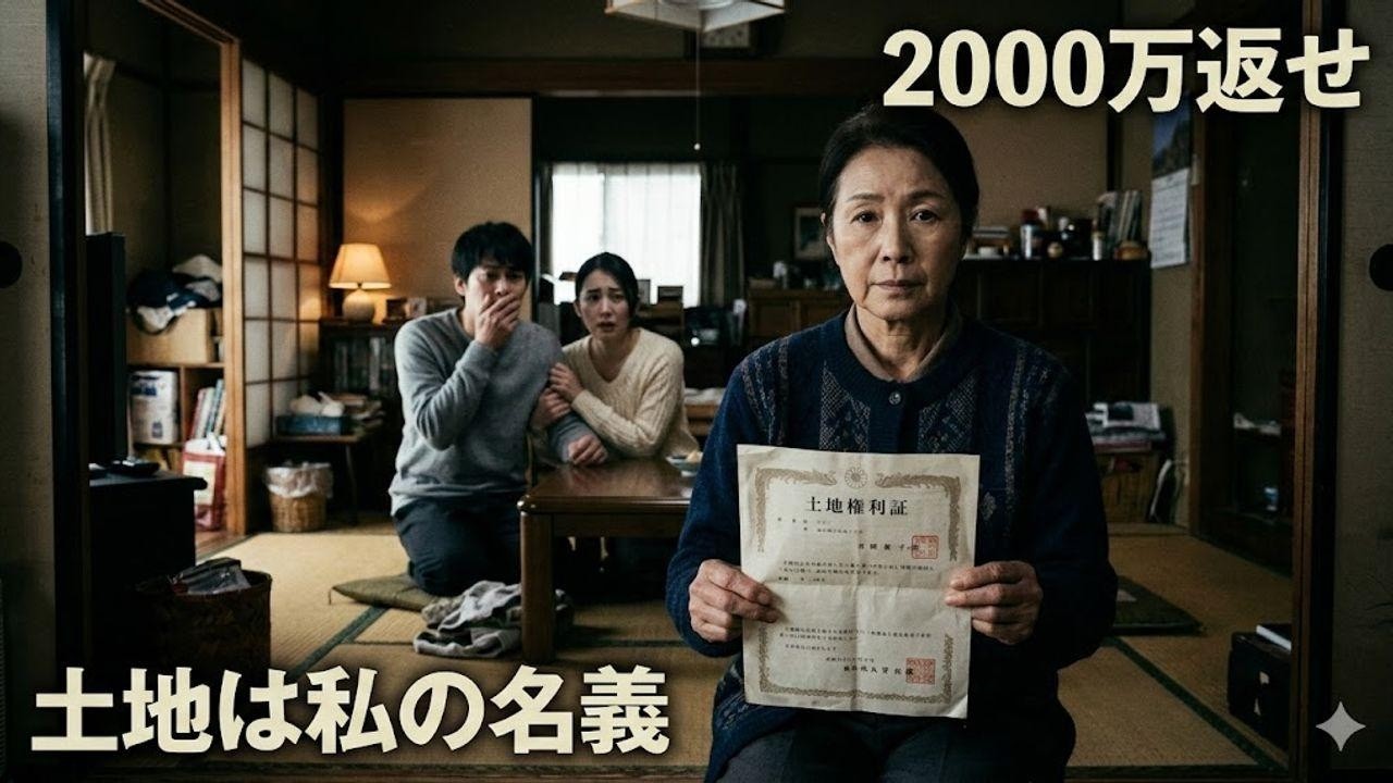 「もう用済みよ」2000万援助した私を捨てる息子夫婦。翌日、土地の権利書を見せたら顔面蒼白に！