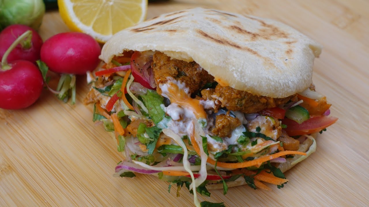 Chicken Shawarma pocket,Chicken Pita With Homemade pita Bread By Recipes Of The World