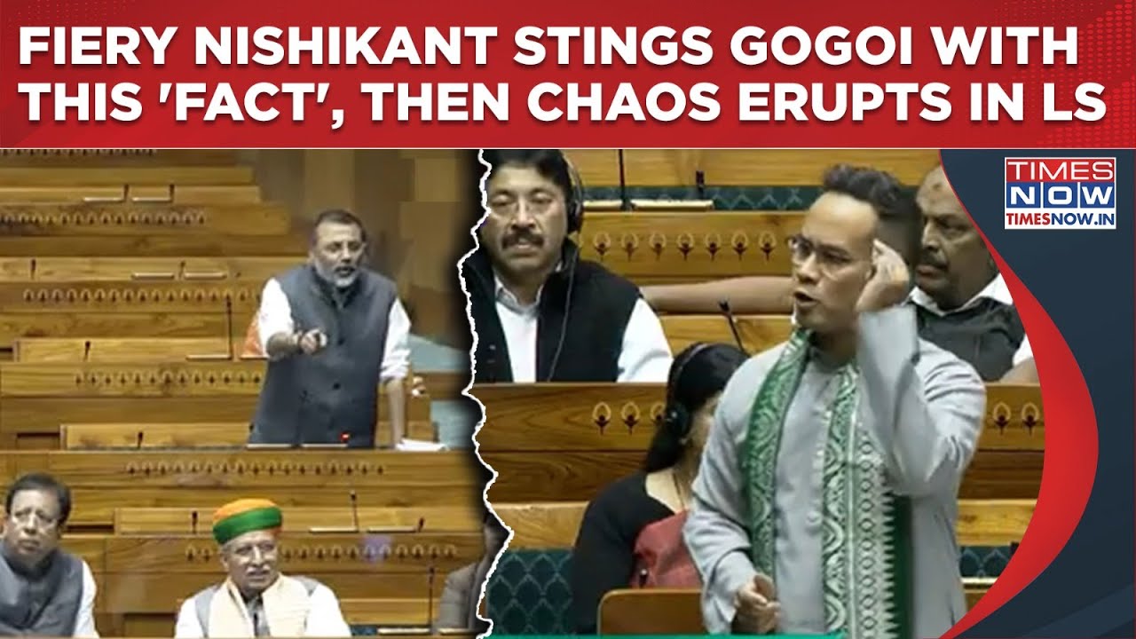 Fiery Nishikant Dubey Stuns Gogoi, 'Fact Checks' Cong MP Amid Vande Mataram Debate In Lok Sabha