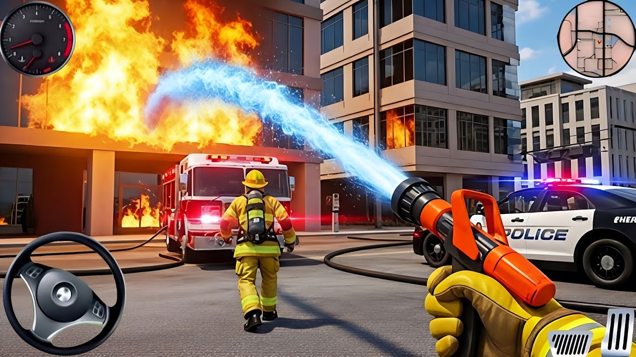 Fire Truck City Rescue Simulator - 911 US Emergency Fire Truck Driving 3D 2025 - Android Gameplay