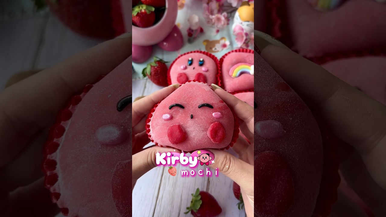 Kirby mochis 🩷 #kawaii #receta #postres