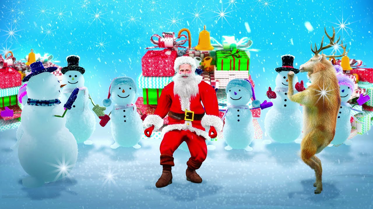 Santa Claus Dancing with Reindeer & Snowmen &ndash; 8H Christmas & New Year Background Loop