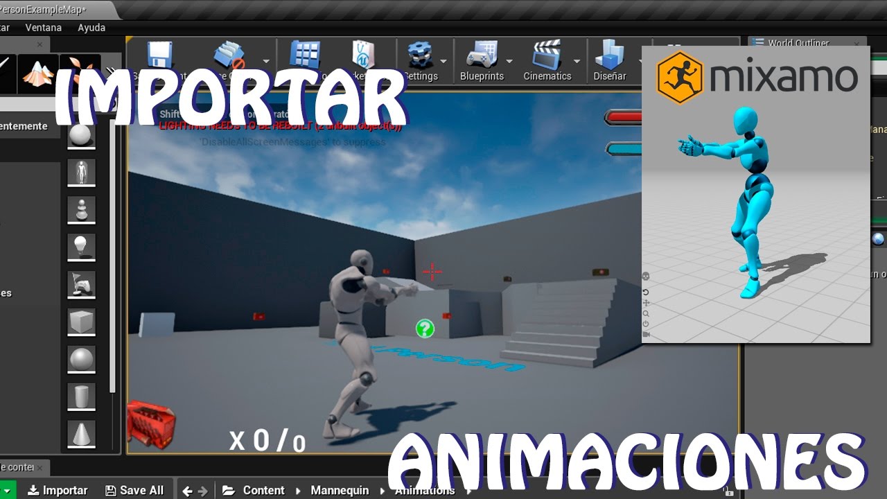 Unreal Engine 4: Tutorial animaciones para personaje de Mixamo (español)