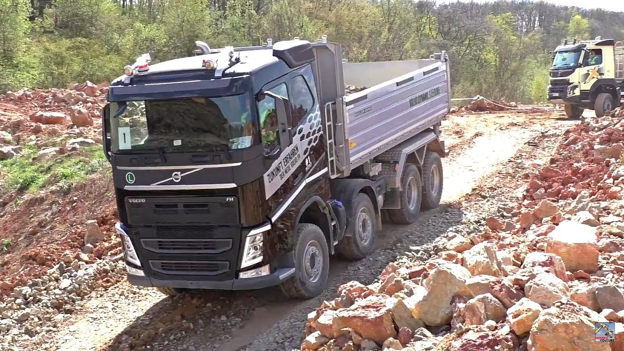 Volvo offroad trucks in quarry