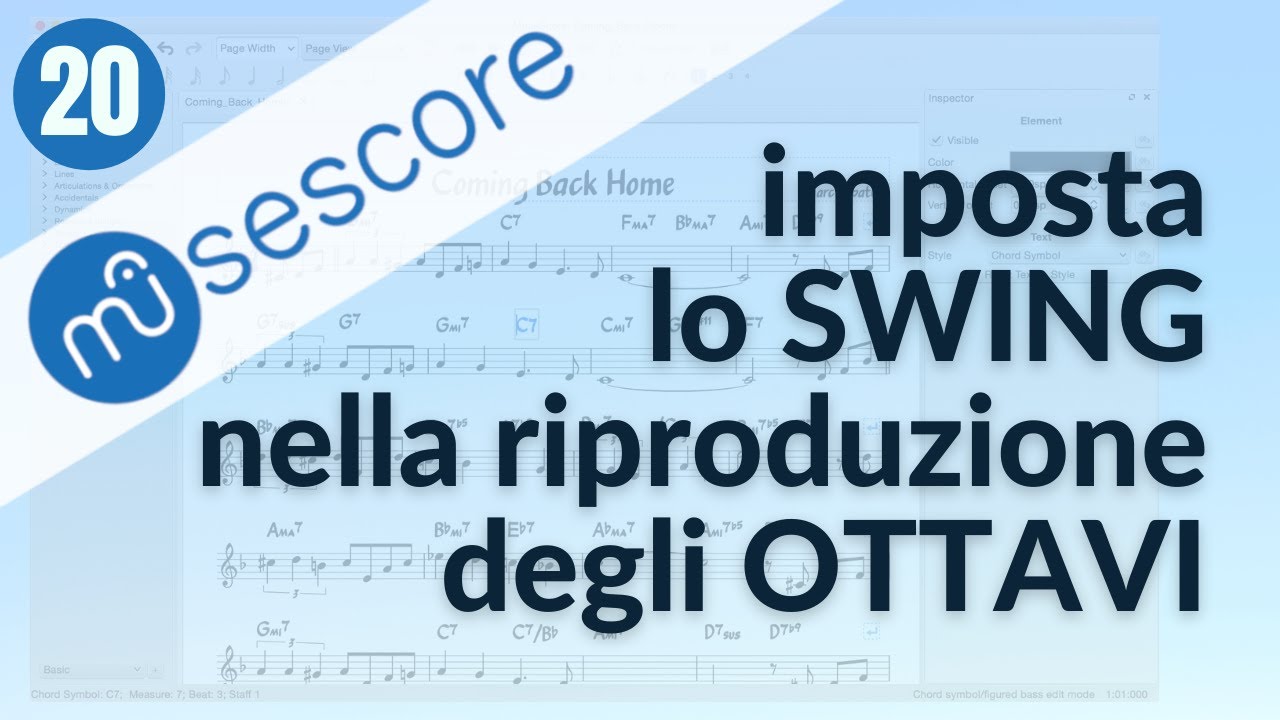 TUTORIAL MUSESCORE #20 impostare riproduzione swing, blues o even eight per le crome (ottavi)